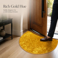 Semi-Circular Gold Prosperity Entrance Mat Non-Slip Floor Rug for Living Room Hallway