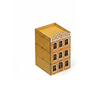 Natural Wood 1:72 Scale European Row House Model Decorative Town Shop Building Model Creative Hobby DIY Wooden Building Kit Paintable Surface for Hobbyists, Wargamers, Teenagers, Home Decoration, Dioramas, Tabletop Gaming