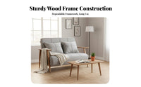 Nordic Design Convertible Loveseat Space-Saving Upholstered Futon Loveseat Removable and Washable Cover Sofa Bed Adjustable Backrest for Apartment Dwellers, Young Adults, Homeowners, Small Areas