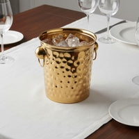 Hammered Stainless Steel Ice Bucket Easy to Gleaming Metal Champagne Bucket Cooling Stainless Steel Beverage Chiller for Restaurants, Party