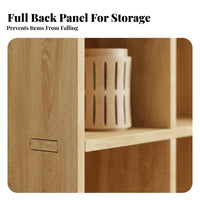 Large Capacity Solid Wood Bookcase Versatile Use Solid Wood Bookshelf Accessible Design Wooden Grid Shelf Strong Load-Bearing for Children, Homeowners, Kindergarten, Living Room, Playroom, Bedroom