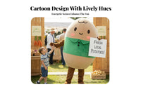 Walkable Design Cartoon Potato Suit Full-Body Coverage Oversized Character Tunic Funny Outfit Mascot Costume 3D Facial Features for Promotional Personnel, Event Performers, Trade Shows, Stage Performances, Shopping Malls, Carnival