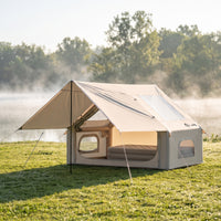 Inflatable Tent with Awning Spacious Inflatable Tent with Mesh Openings and Doors Portable for Outdoor Trips, Car Camping