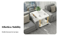 Space Saving Movable Sofa End Table Versatile Rolling Side Table Sturdy Construction Bedside Trolley on Wheels Easy Assembly for Office Workers, Homeowners, Apartment Dwellers, Reception Room, Small Areas, Bedroom, Kitchen
