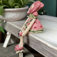 Angel Figurine with Rose Hood Floral Resin Angel Statue Hand-Painted Girl Sculpture Serene Decor Calming for Collectors, Desk