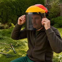 Head-Mounted Steel Mesh Face Shield for Lawn Mower Protection, Anti-Impact Safety Visor for Gardening