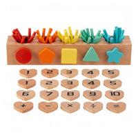 Number Shape Sorting Board Multi-Function Wooden Educational Toy Wood Educational Toy for Young Children, Preschoolers, Classroom