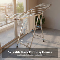 Foldable Clothes Freshening Rack Installation Stainless Steel Clothes Horse Space-Saving Foldable Laundry Clothes Dryer for Balcony