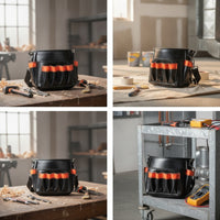 Tool Pouch with Pockets Open-Tool Belt Pouch Bag Synthetic Leather for Electricians, Installers, Electrical Work, Climate Control Repair