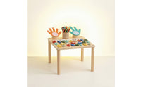Rounded Edges Wooden Activity Table with Cup Holder Multicolor Children's Learning Table Long-Lasting Furniture Stable for Classroom