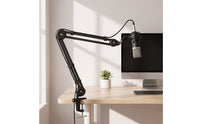 Mic Stand Arm with Desk Mount Clamp Foldable Mic Stand Arm Stable for Podcasters, Participants, Livestreaming