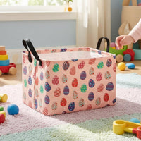 Uncovered Top Cotton Linen Storage Basket Reinforced side_s Cotton-Linen Basket Carry Handles Lightweight for Nursery, Bedroom, Laundry Area, Car Trunk