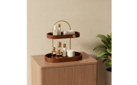 Desktop Storage Rack Compact Two-Tier Organizer Metal Desktop Organizer with Handle for Vanity