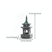 Tiered Roof Hexagonal Pavilion Ornament Miniature Hexagonal Pavilion Figurine Open-Sided Bonsai Pagoda Decor Glazed-Looking