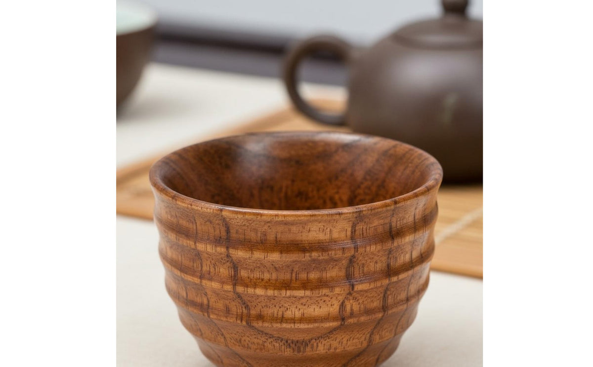 Japanese Style Wooden Cup Scald-Resistant Wooden Tea Cup Heat-Insulating Wood Tea Mug