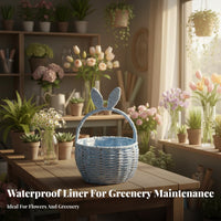 Cottontail Ear Basket Handwoven Handled Woven Planter Rustic Design Imitation Rattan Easter Basket for Kids, Flower Arrangement, Nursery