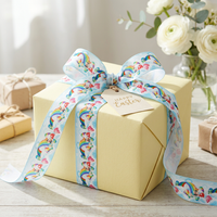 Easter Ribbon Colourful Bunny Ribbon 38mm x 5 Yard Roll for Gift Wrapping, Wedding Party Crafts Decorations, Bouquets, and DIY Crafts