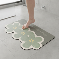 Diatomaceous Earth Bath Mat, Non-Slip Absorbent Floral Design for Bathroom and Toilet