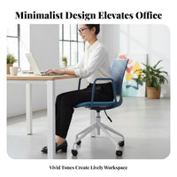 Height Adjustable Rolling Desk Chair Colorful Options Swivel Chair with Perforated Backrest Ergonomic Computer Seat Stable Base for Students, Creatives, Adults, Studio, Workspace, Study Room
