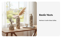 3 Pieces Ceramic Vase Set Textured Finish Set of 3 Decorative Vases Crackle Glaze Vintage Design Flower Vase for Living Room