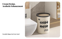 Cream Design Trash Can Stylish Design Round Open Top Trash Can Wide Opening Decorative Waste Basket for Young Adults, Homeowners, Living Room