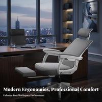 Lumbar Support Ergonomic High-Back Recliner with Footrest Adjustable Headrest Ergonomic Reclining Chair with Footrest Office Furniture for Executives, Remote Workers, Students, Napping, Study Room, Gaming Setup