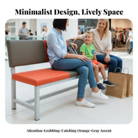 Upholstered Backrest Bench Comfortable Paddinging Upholstered Backrest Settee Sturdy and Sturdy Waiting Room Seating for Guests, Retail Shops, Lobby
