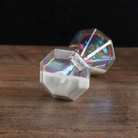 Glass Hourglass Iridescent Faceted Sand Timer Decorative for Office, Minimalists