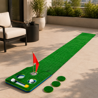Portable Indoor Putting Practice Mat, EVA Base with Sphere Return, Artificial Turf putting Green Mat, Non-Slip Design