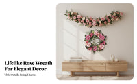 Artificial Floral Wreath Elegant Design Decorative Floral Wreath Farmhouse Floral Decor Romantic Ambiance House Decoration