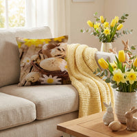 Easter Pillow Case Comfortable Easter Bunny Pillow Cover Breathable Material Printed Square Pillowcase for Homeowners, Families, Bedroom, Couch, Chair