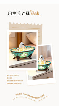 Creative Resin Ghost Bathtub Ornament Halloween Tabletop Decor Night Light