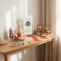 Tabletop Christmas Dollhouse Decorations Kit Tiny Christmas Dollhouse Kit Detailed Elf Door Set with Wreath Lightweight for Hobbyists