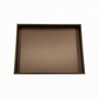 Brushed Shallow Display Tray Raised Sides Leather-Like Tray Rigid Frame Leather Desk Organizer Open Top