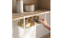 uncoveredGrid Under-Cabinet Hanging Basket Moisture-Resistant Under Shelf Wire Basket Hook-on Hanging Storage Bin Rectangular for Kitchen, Dorm Room