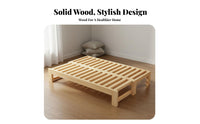 Extendable Wooden Sofa Bed Space-Saving Design Solid Wood Pull out Bed Easily Converts Extendable Daybed with Storage for Small Areas, Apartment