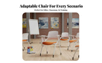 Foldable Rolling Chair with Writing Tablet Space Saving Ergonomic Mesh Back Chair Padded Seat Conference Seating Easy to Clean for Meeting Participants, Event Attendees, Distant Employees, Training Room, Classroom, Lecture Hall, Study Area