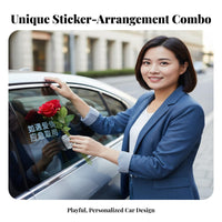 Romantic Themed Blossom Flower Sticker Witty Slogan Emergency Love Flower Decal Easy Installation for Young Adults, Vehicle Exterior