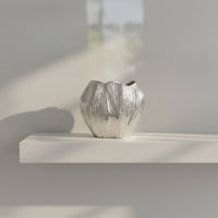 Bud Vase Silver Ribbed Vase Decorative Ribbed for Tabletop, Living Room, Entryway