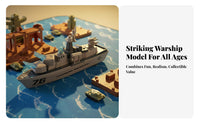 Toy Warship with Helicopter Light-up Toy Warship with Wheels Rolling Warship Model for Kids, Boys, Tabletop Play, Pretend Battles