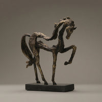 Horse Sculpture with Base Antique Bronze Rearing Horse Statue Elegant for Collectors, Entryway