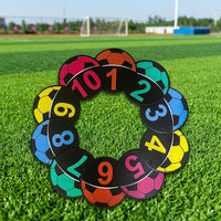 10 Number Training Discs, 20cm Football Training Discs, Agility Sports Marker Discs, Stackable Mixed Bright Colours for PE Equipment