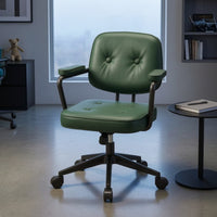 Swivel Office Chair with Armrests Padded Tufted Desk Chair with Wheels Ergonomic for Remote Workers, Students, Study Room