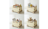 Toy Box with Wheels Compact Storage Box with Wheels Low-Profile Rolling Toy Chest for Playroom