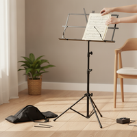 Portable Folding Music Stand for Guitar Guzheng and Other Instruments, Adjustable Height, with Carry Bag