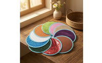 10 Pieces Multi-Texture Sensory Pads with Metal Grommet Textured Sensory Disc Soft Pad Shaggy for Children, Toddlers, Classroom