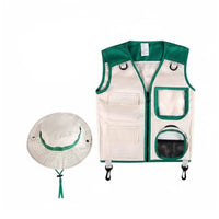Kids Explorer Costume Multi-Multi-Compartment Design Children's Adventure Vest and Hat Lightweight Wilderness Explorer Kit for Hiking, Camping