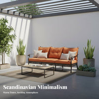 Modern Nordic aesthetic 4-Piece Sofa and Armchair Set Rust-Resistant Outdoor Furniture All-Weather Patio Seating Thick paddings for Villa Owners, Garden lovers, Courtyard, rearyard, Balcony, waterside