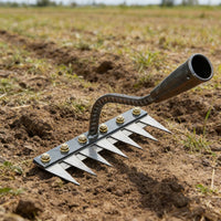 2 in 1 Garden Hand Rake Multi-Tine Hoe Rake Soil Loosening Cultivator for Farmers, Gardeners, Farm, Yard Planting Weeding