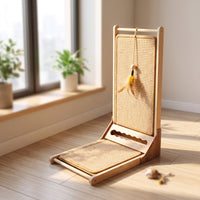 Vertical Cat Scratching Board with Toy Interactive Sisal Cat Scratcher Angled Scratch Pad Freestanding for Cats, Kittens, Small Apartments, Living Room